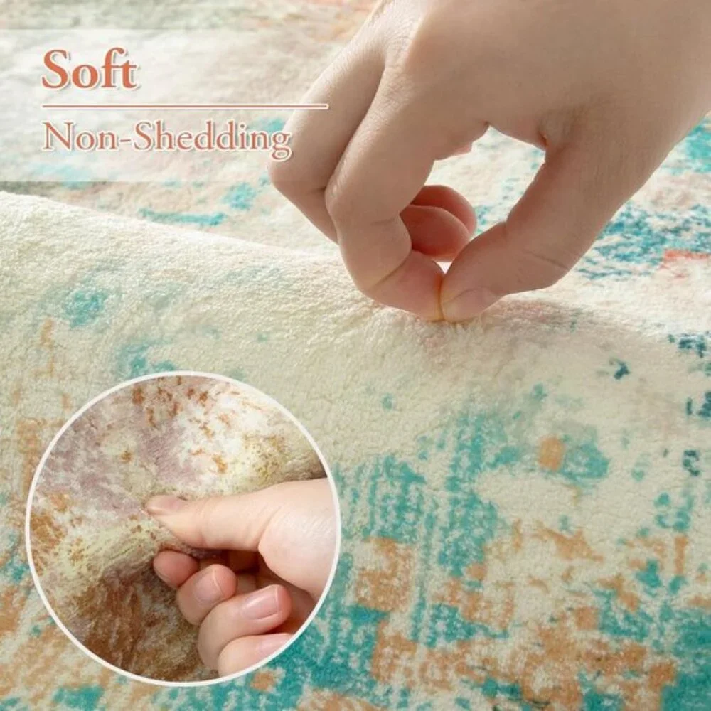 New Ultra-Thin 5x7 Washable Rug, Non-Slip Neutral Area Carpet for Home & Office